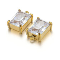 Pendant rectangle with colored stone, surgical steel