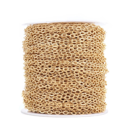 Chain fabric with embossed oval links, surgical steel, two color options