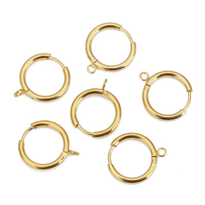 Ring smooth earring with horizontal or vertical eye surgical steel