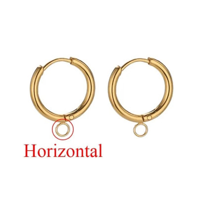Ring smooth earring with horizontal or vertical eye surgical steel