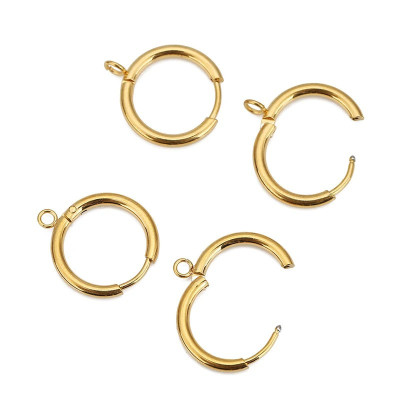 Ring smooth earring with horizontal or vertical eye surgical steel