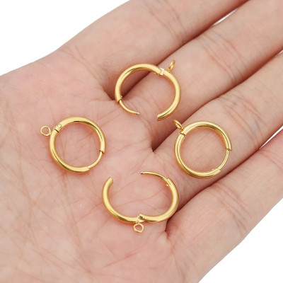 Ring smooth earring with horizontal or vertical eye surgical steel