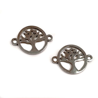 Connector wheel with tree of life surgical steel