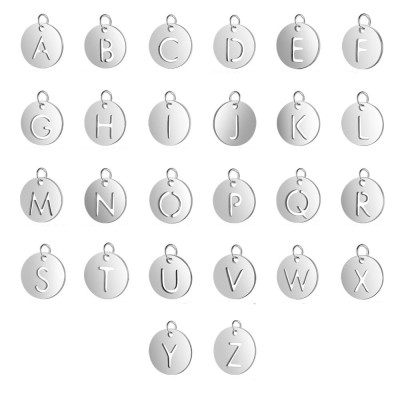 Alphabet letter pendant made of surgical steel