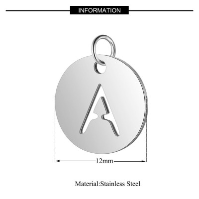 Alphabet letter pendant made of surgical steel