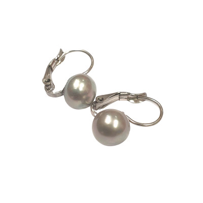 Earrings with gray freshwater pearls