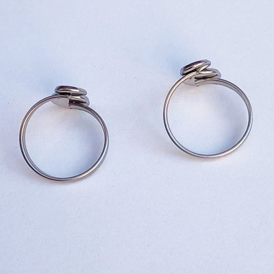 Ring with round bowls, surgical steel, two variants