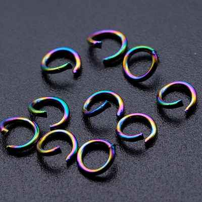 Connecting ring open colored galvanization 7 x 1mm made of surgical steel