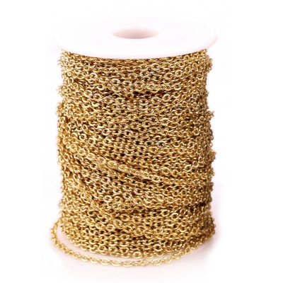 Chain fabric with embossed oval links, surgical steel, two color options