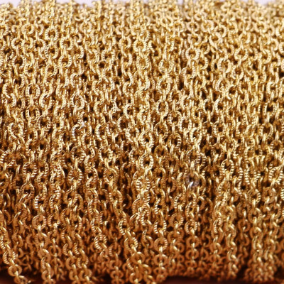 Chain fabric with embossed oval links, surgical steel, two color options