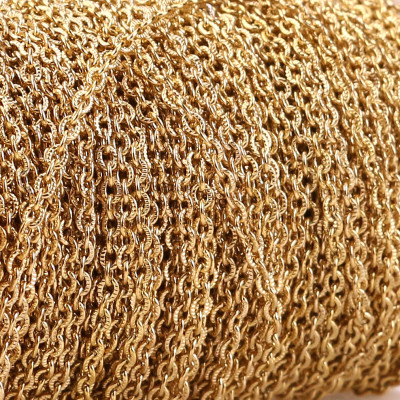 Chain fabric with embossed oval links, surgical steel, two color options