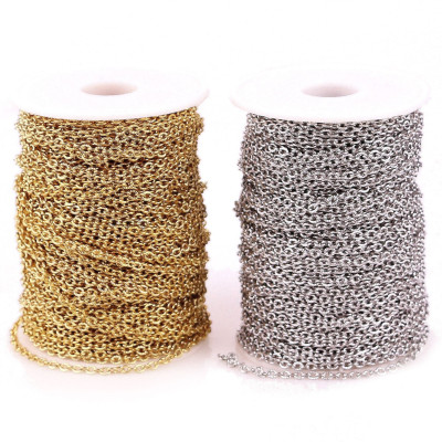 Chain fabric with embossed oval links, surgical steel, two color options