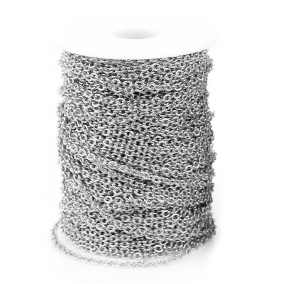 Chain fabric with embossed oval links, surgical steel, two color options