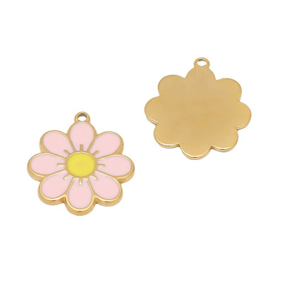 Flower pendant, four color options, surgical steel