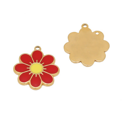Flower pendant, four color options, surgical steel