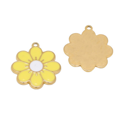 Flower pendant, four color options, surgical steel