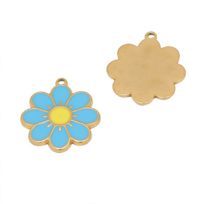Flower pendant, four color options, surgical steel