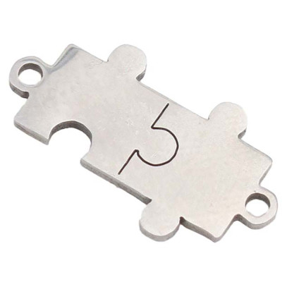 Surgical steel puzzle connector, two color variants
