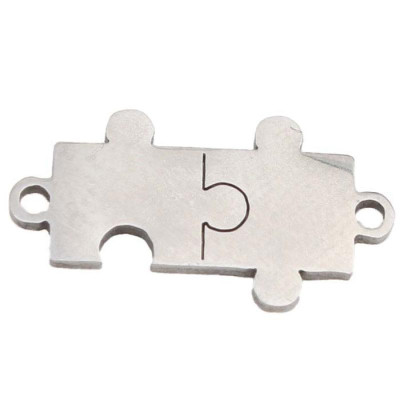 Surgical steel puzzle connector, two color variants