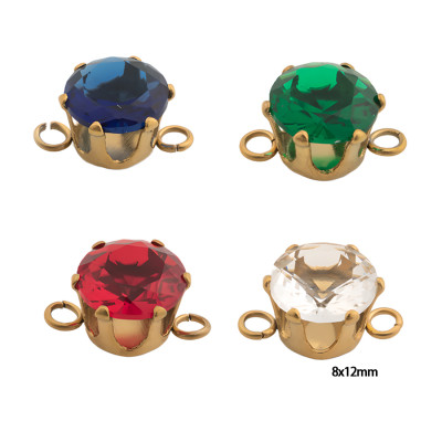 Connector with colored stone surgical steel gold galvanization