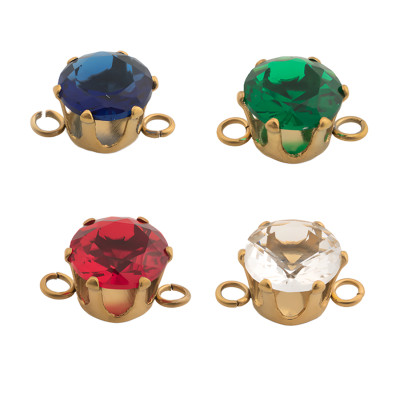 Connector with colored stone surgical steel gold galvanization