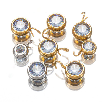 Pendant with crystal stone, surgical steel, gold plating