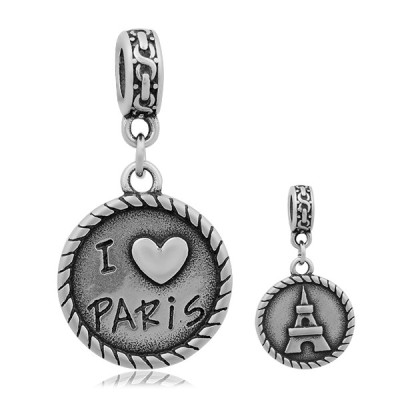 I love Paris pendant in antique silver steel patina
