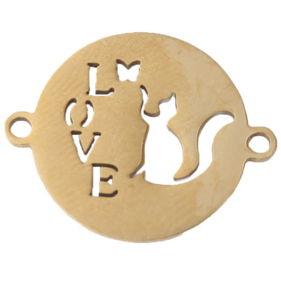 Love patty connector with a cat in two color combinations made of surgical steel