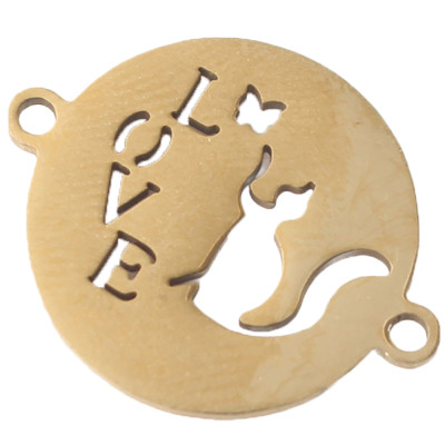 Love patty connector with a cat in two color combinations made of surgical steel