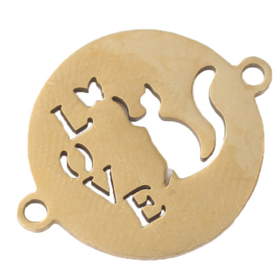 Love patty connector with a cat in two color combinations made of surgical steel