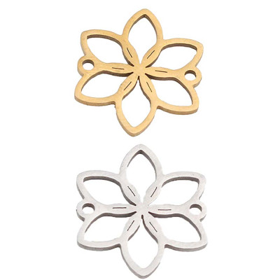 Connector flower in two color designs, surgical steel