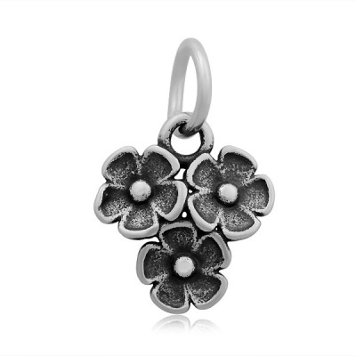 Pendant flower in antique silver patina of surgical steel