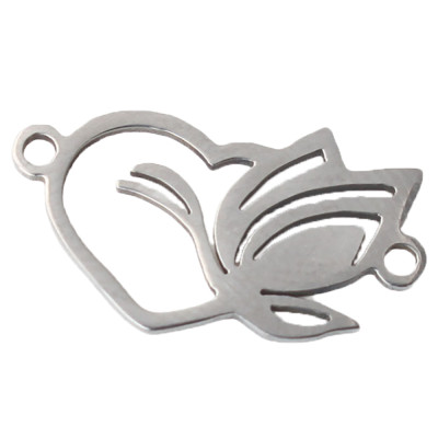 Heart connector with tulip in two color versions, surgical steel
