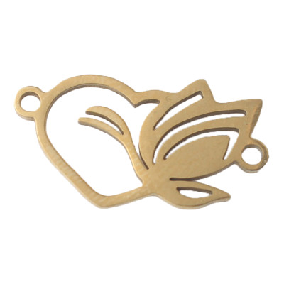 Heart connector with tulip in two color versions, surgical steel