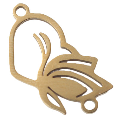 Heart connector with tulip in two color versions, surgical steel