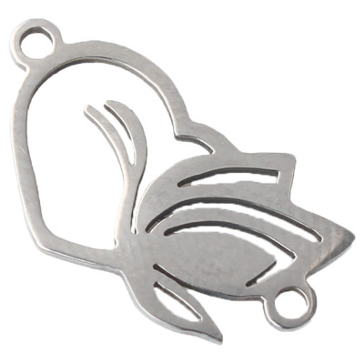 Heart connector with tulip in two color versions, surgical steel