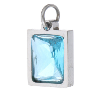 Smaller rectangular pendant with colored stone, surgical steel