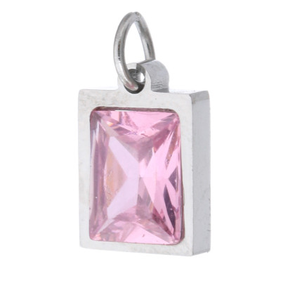 Smaller rectangular pendant with colored stone, surgical steel