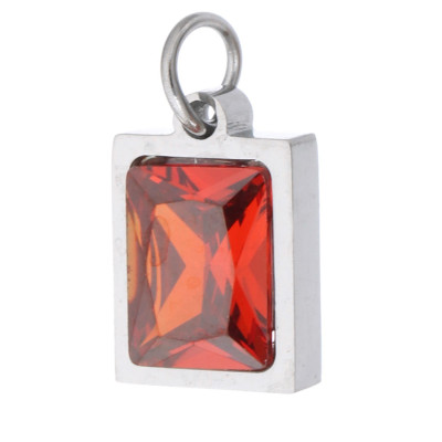 Smaller rectangular pendant with colored stone, surgical steel