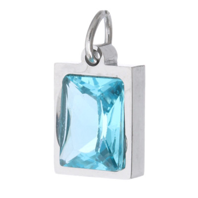 Smaller rectangular pendant with colored stone, surgical steel