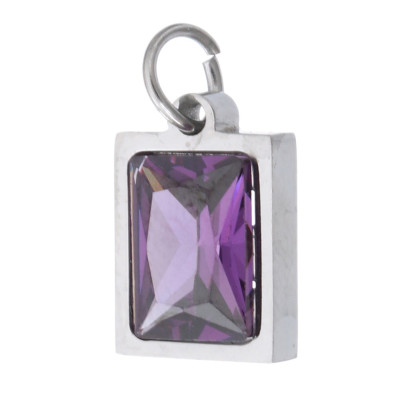 Smaller rectangular pendant with colored stone, surgical steel