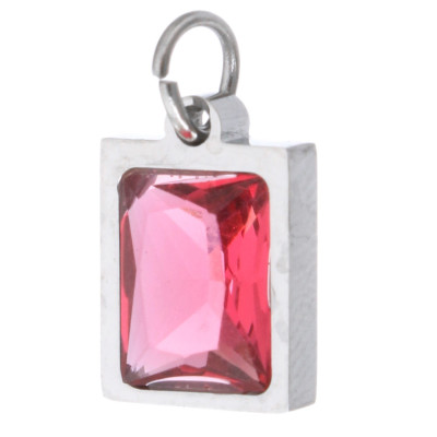 Smaller rectangular pendant with colored stone, surgical steel