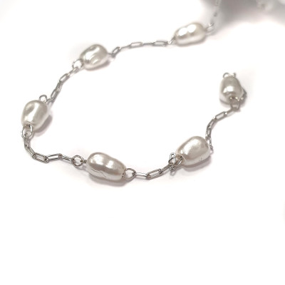 ABS chain with artificial pearls stainless steel 304