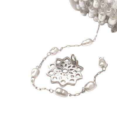 ABS chain with artificial pearls stainless steel 304