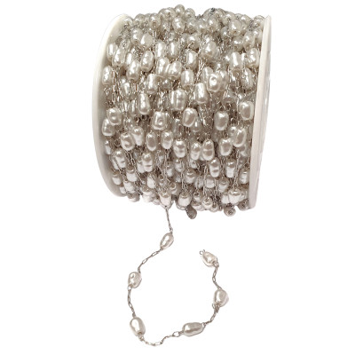 ABS chain with artificial pearls stainless steel 304