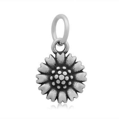Pendant flower in antique silver patina of surgical steel