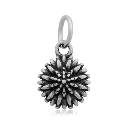Pendant flower in antique silver patina of surgical steel