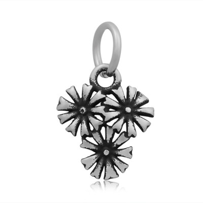 Pendant flower in antique silver patina of surgical steel