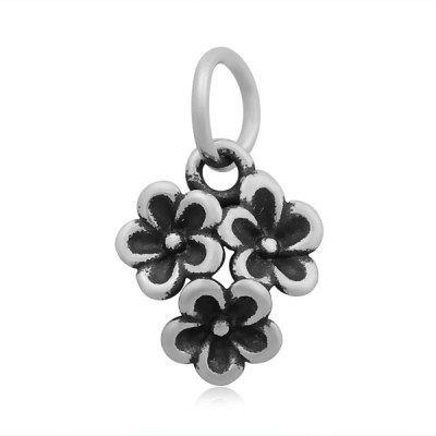 Pendant flower in antique silver patina of surgical steel