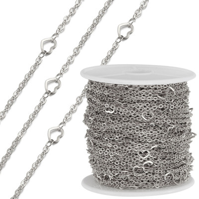 Chain with hearts 2 color options surgical steel